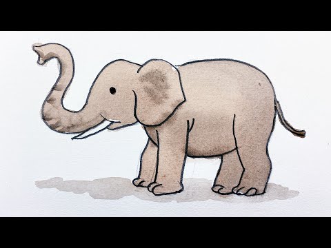 Relaxing Watercolor - How to Draw and Paint an Elephant for Beginners - Relaxing Watercolor - How to Draw and Paint an Elephant for Beginners