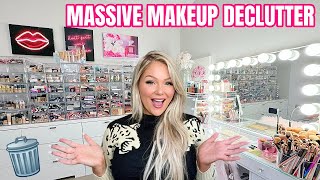 huge makeup declutter organization 2023 getting rid of all my makeup kelly strack