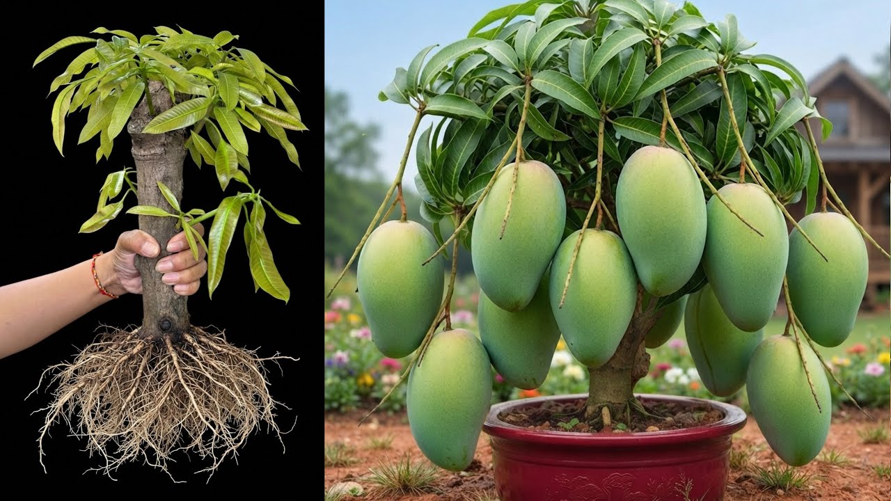 Best Skill Technique Grafting Mango Tree with Aloe Vera Fruit / how to grow mango tree fruits
