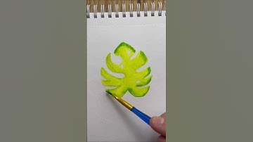 Monstera leaf watercolor for beginners #art #drawing #shorts