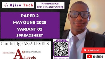 AS Level IT (9626) Paper 2 Spreadsheet May June 2025 Variant 02