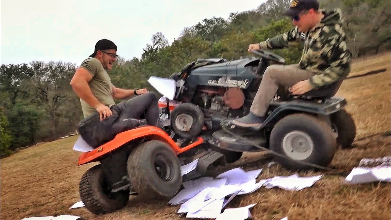 Riding Lawn Mower Battle....With Guns YouTube