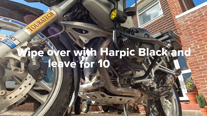Motorbike downpipe cleaning with Harpic
