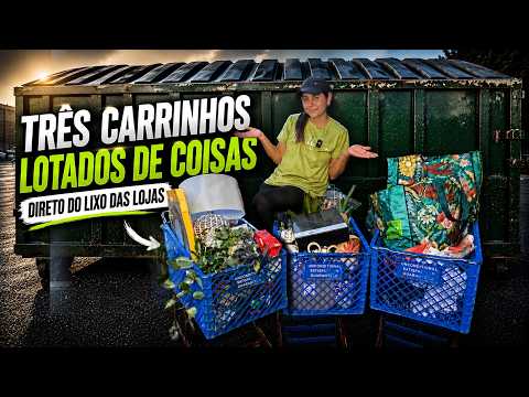 Três carrinhos lotados de coisas direto do lixo das lojas!