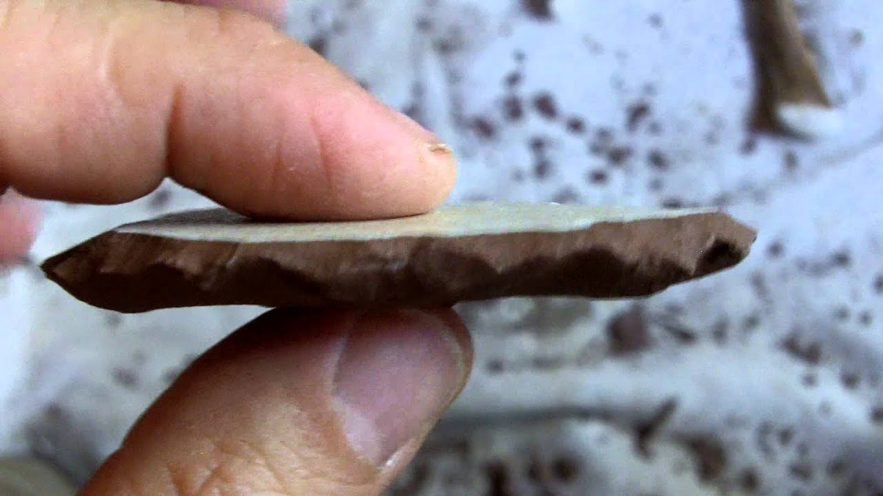 383 - Knapping Ceramic Tile with Antler 1/5 Edge Trimming and Bifacing