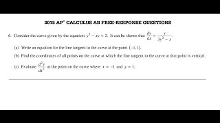 2015 AP Calculus AB FRQ #6
