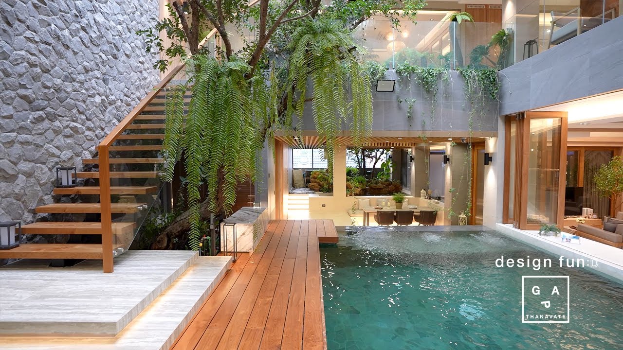 Baan Dek Jew : บ้านแนวตั้งฟีลรีสอร์ทที่มีครบทั้งคอร์ทกลาง สระว่ายน้ำ และโฮมเธียเตอร์ (ENG.SUB.)