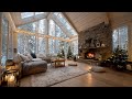 Peaceful Winter Cabin Ambience | Fireplace Crackling and Snowy Forest Silence for Sleep