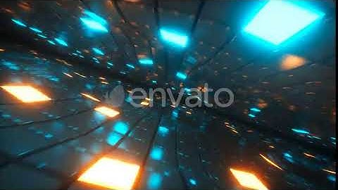 Flying in Endless Space of Neon and Metal Cubes | Motion Graphics - Envato elements