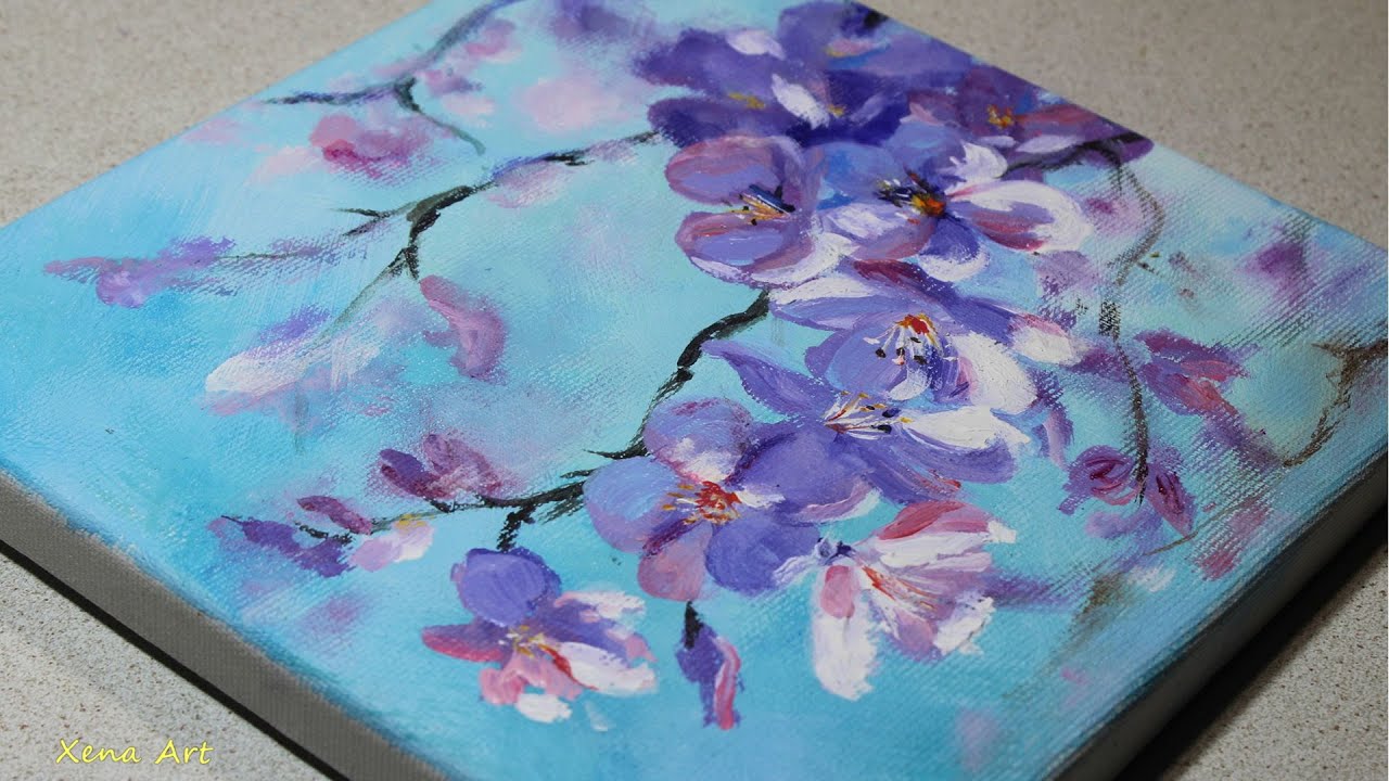 Painting Apple Blossoms | Acrylic Painting on Canvas #156