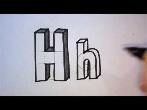 Hedendaags How to draw the letter H in 3D | Hoe teken je de letter H in 3D AQ-67