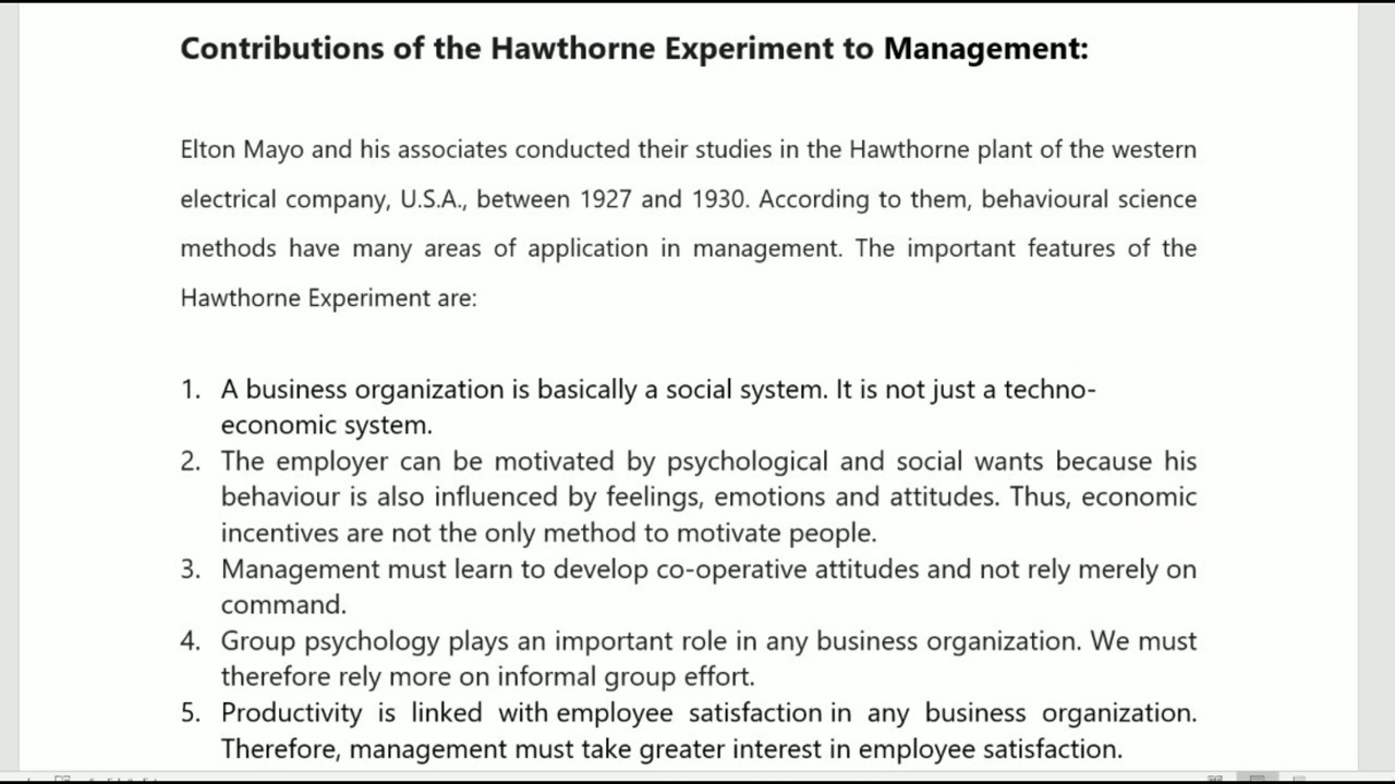 the hawthorne experiment