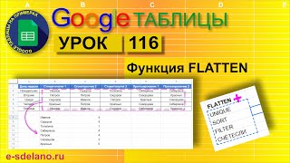 Google таблицы. Урок 116. Функция FLATTEN (Выровнять). Особенности и примеры использования