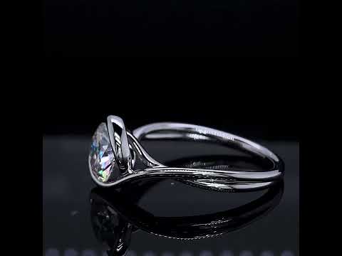 Semi-Bezel Round Brilliant Lab Grown Diamond Bypass Solitaire ring video