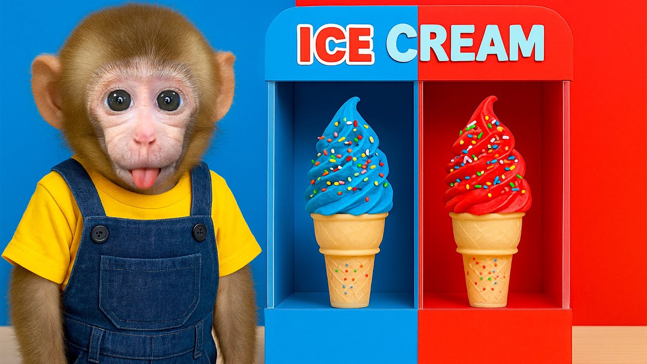 Monito Bebé Amor descubre la increíble máquina de helado caliente y frío - Mono Amor