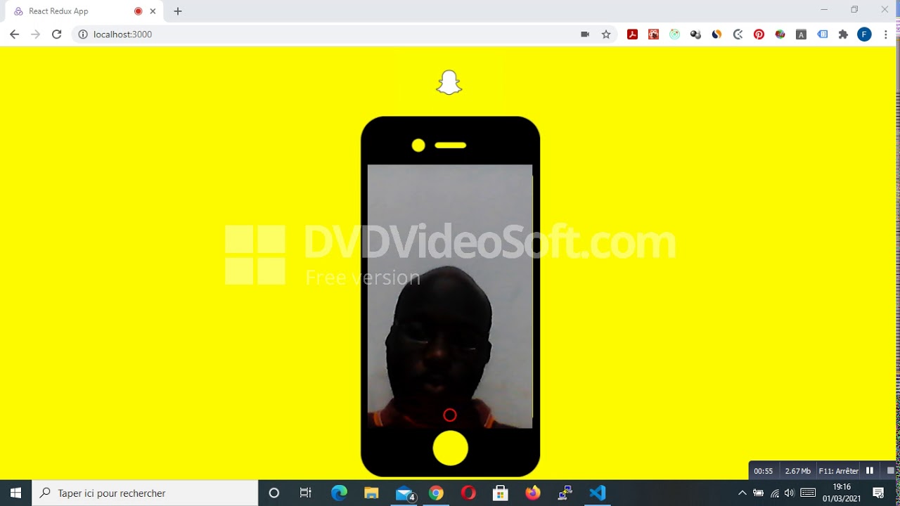 Snapchat, React, Redux, Material UI, Firebase