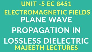 EC8451 ELECTROMAGNETIC FIELDS-PLANE WAVE PROPAGATION IN LOSS LESS DIELECTRIC