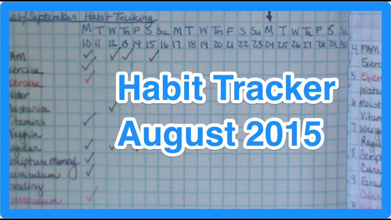 habit tracker august 2015 youtube