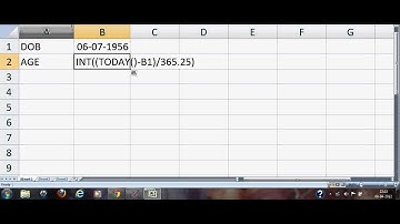 How to calculate age from date of birth in excel 2007 or 2010?