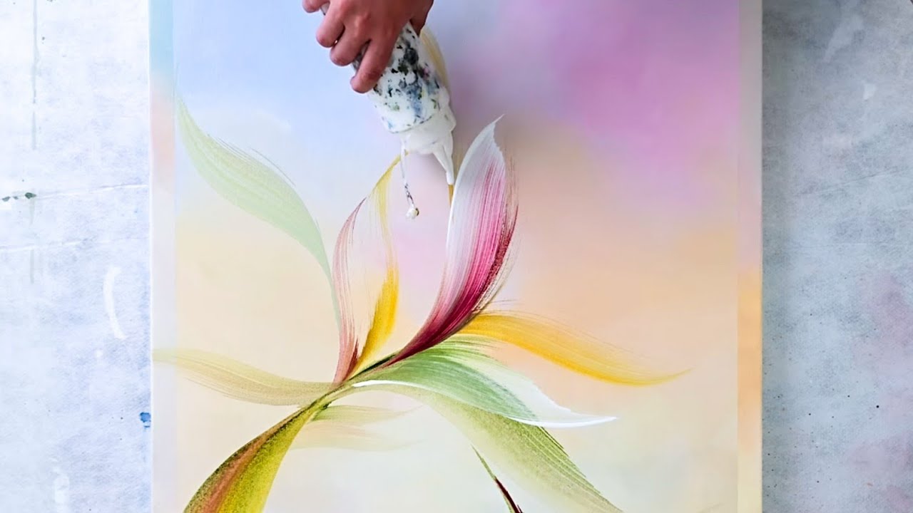 How I Painted this Dreamy Summer Painting with Sponge Blending & Botanicals