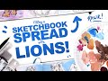 DRAWING & PAINTING LIONS! | Filling a Spread in My Sketchbook | Golden Fluid Acrylics