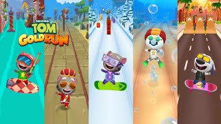 Talking Tom Gold Run Venice Canals vs Lost City vs Snowboard vs Underwater vs Skateboard Gameplay screenshot 2