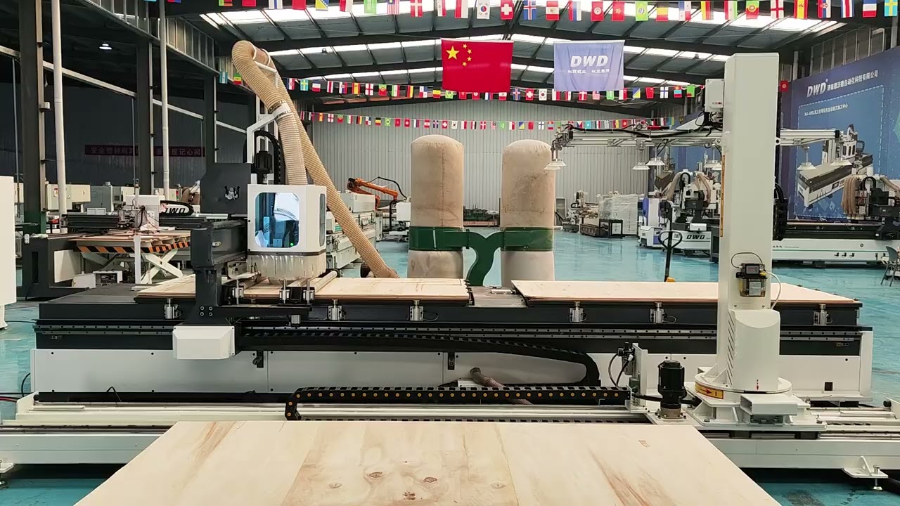 DWD nesting cnc double work table NA-48L with robort auto loading