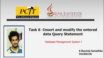 Task 6 - Insert and modify the entered data Query Statement