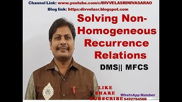 Solving Non-Homogeneous Recurrence Relation || Solving Recurrence Relations || MFCS || DMS ||