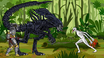 Scp 096 vs Alien Queen , Predator. Drawing Cartoon 2,