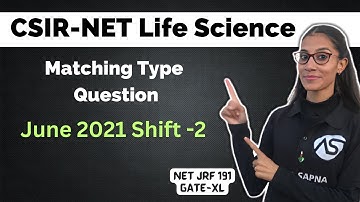 All Matching Type questions from CSIR NET LIFESCIENCE June 2021 Shift-