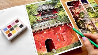 Spirited Away Scene Gouache Painting / Mellow Days Palette Unboxing 🎨