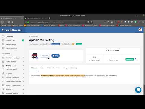 AttackDefence Lab ApPHP MicroBlog Remote Code Execution Solution
