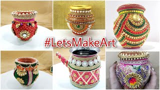 6 Matki decoration ideas | Navratri Special Kalash | DIY | Lets make Art