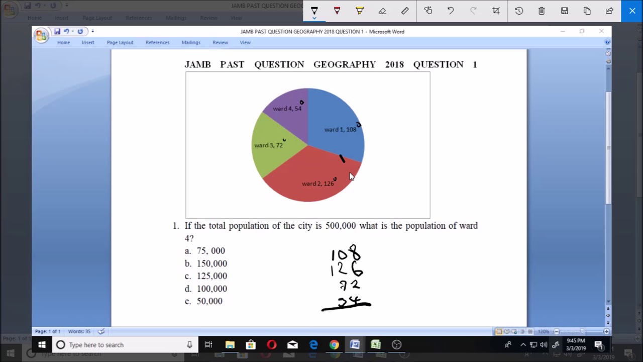 JAMB GEOGRAPHY PAST QUESTION 1 2018 Charts, Pie Charts