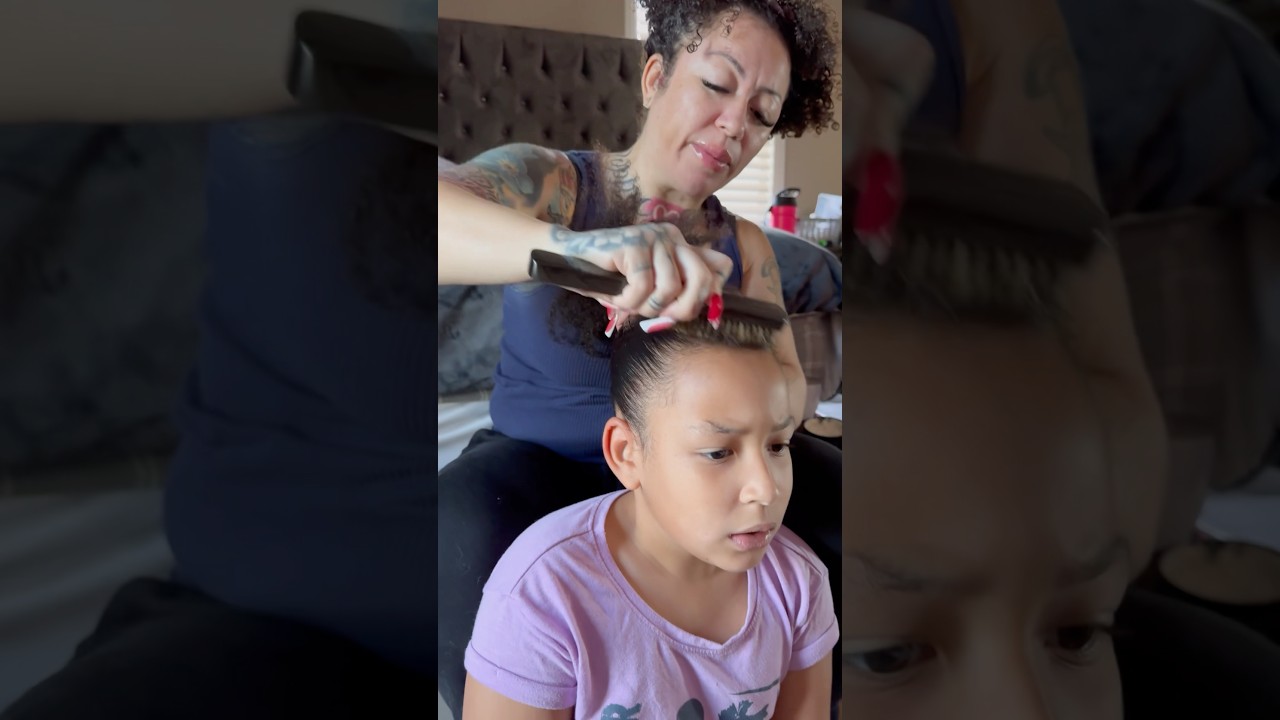Lil girl gets mad at mom for giving her this hairstyle for school 