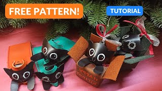 Free pattern! DIY Cat in a box & a Cat in a bag #cutegiftideas #tutorial #handmadegift