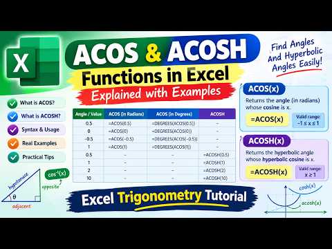 ACOS & ACOSH Functions in Excel Explained with Examples | Excel Trigonometry Tutorial