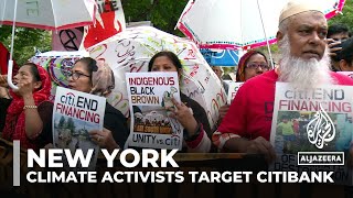 Climate activists target Citibank Protest outside headquarters in New York