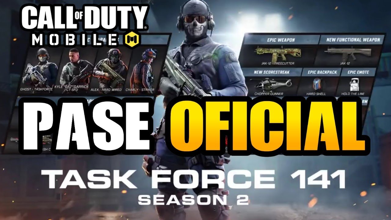 ¡PASE DE BATALLA OFICIAL TEMPORADA 2: TASK FORCE 141! || COD MOBILE ...