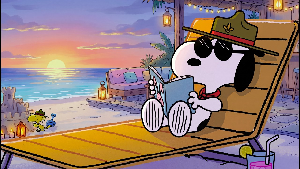 Snoopy's Peaceful Camp at Bali Beach | Chill Lofi Beats for Work, Study and Relax |Snoopy Lofi Chill