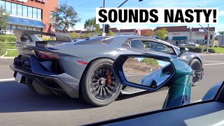 homepage tile video photo for Straight Piped Aventador SVJ Races my Twin Turbo Huracan!