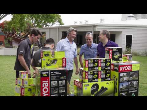 Barry Du Bois presents Hummingbird House with some RYOBI tools