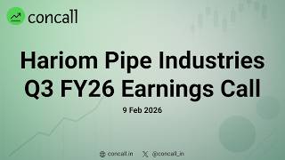 Hariom Pipe Industries Q3 Fy26 Earnings Conference Call  Concallin