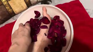 ASMR bare feet soaking in roses