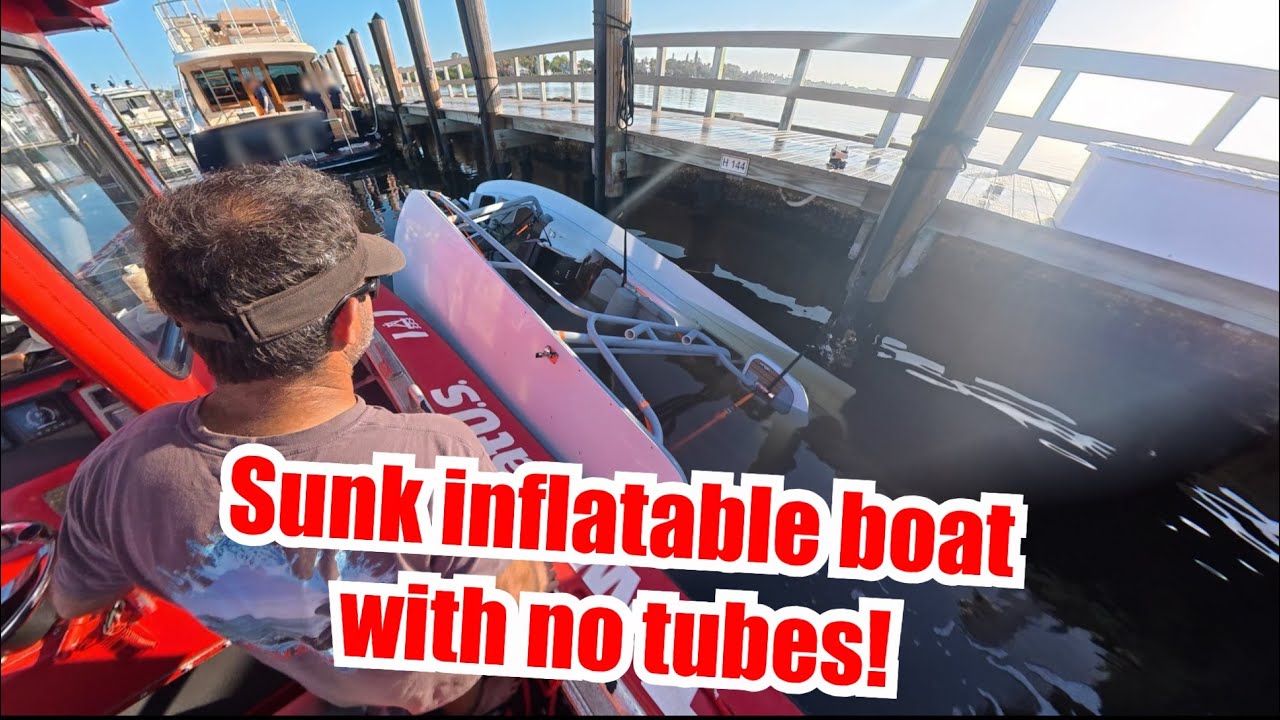 21' Inflatable Boat Sunk At The Dock! Salvage, Recovery, and Tow The Easiest Way Possible. #salvage