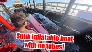21' Inflatable Boat Sunk At The Dock! Salvage, Recovery, and Tow The Easiest Way Possible. #salvage