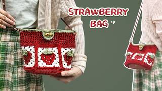 How to Crochet a Strawberry Bag🧶Step-by-step tutorial for beginners