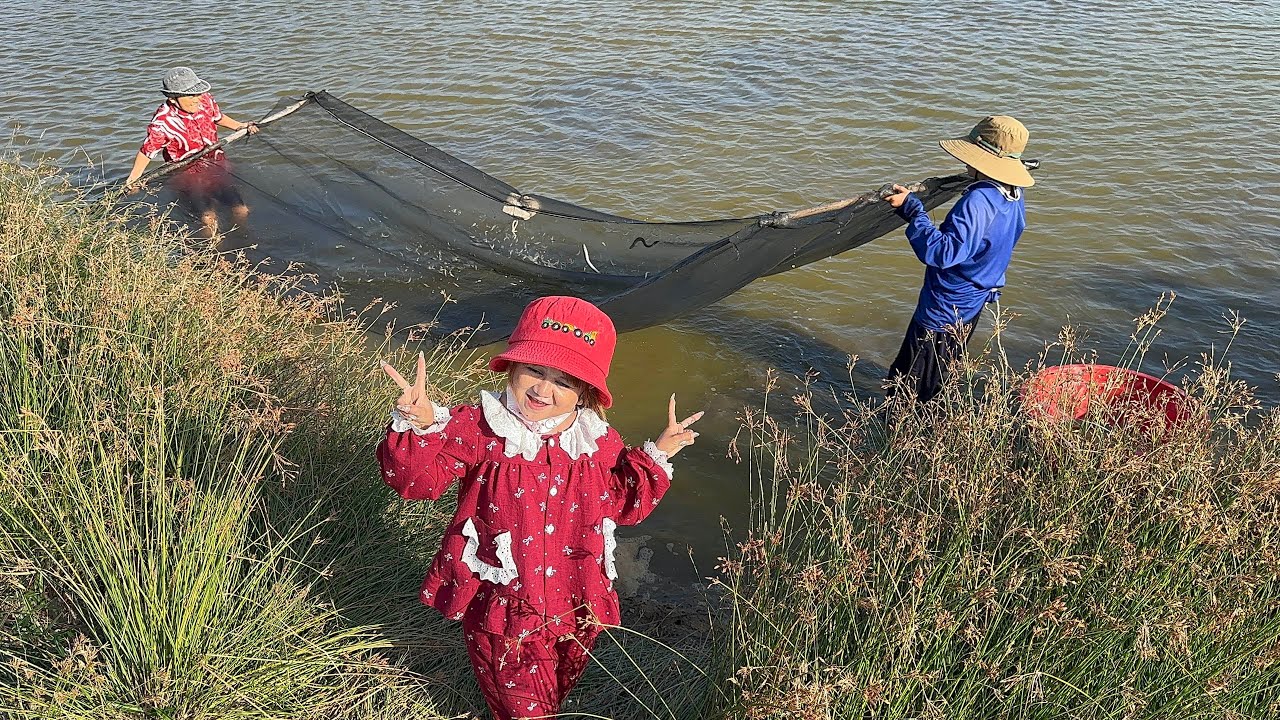 Huyền Hrê Kéo tôm trúng đậm một buổi chiều mà đầy xô || Huyền Hrê 