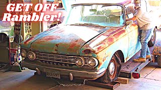 did this car finally come off? abandoned since 1975! 1962 amc rambler!